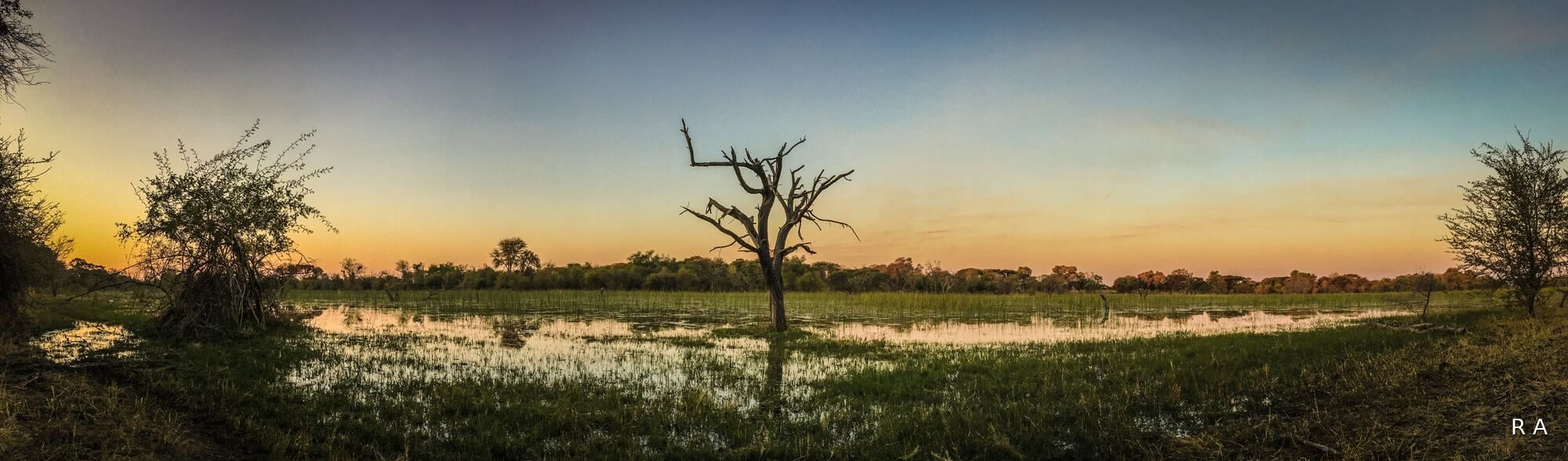 Sunset over the Boro River, Maun